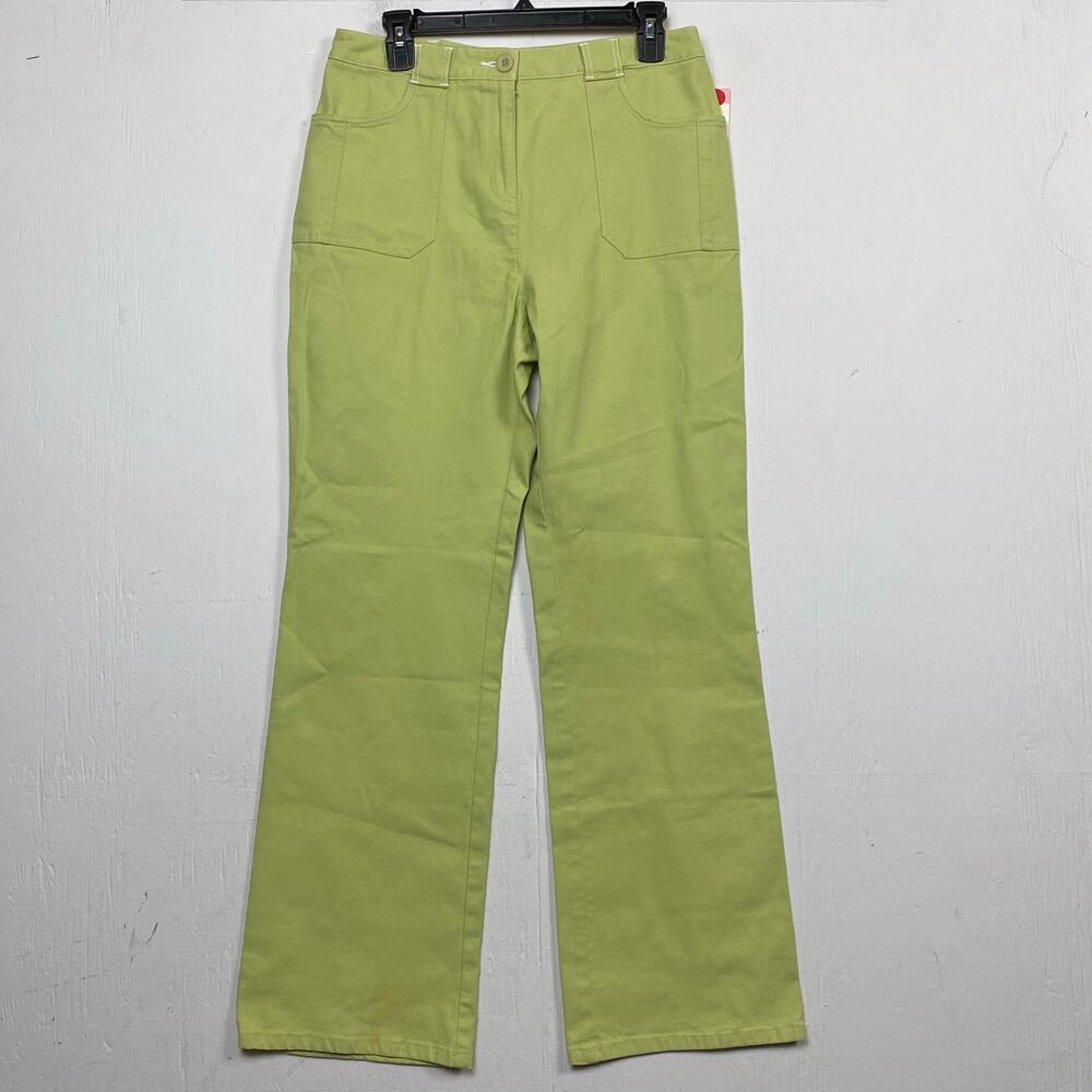 Susan Bristol Women's Green Straight Leg Cotton High Rise Pants Size 10 NWT